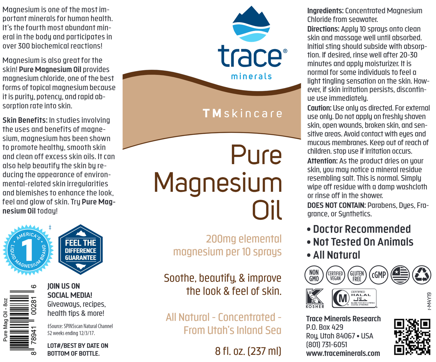 Pure Magnesium Oil 8fl oz
